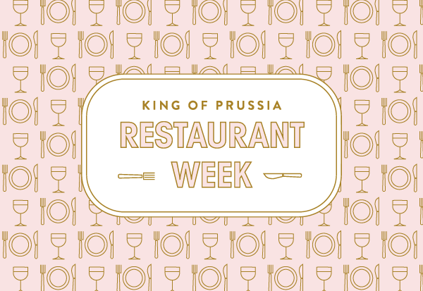 KOP restaurant week logo on patterend pink background